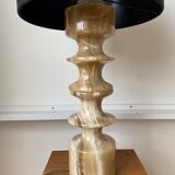 Stone and black cotton table lamp