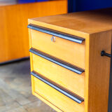 Desk in oak and lacquered metal 1970s