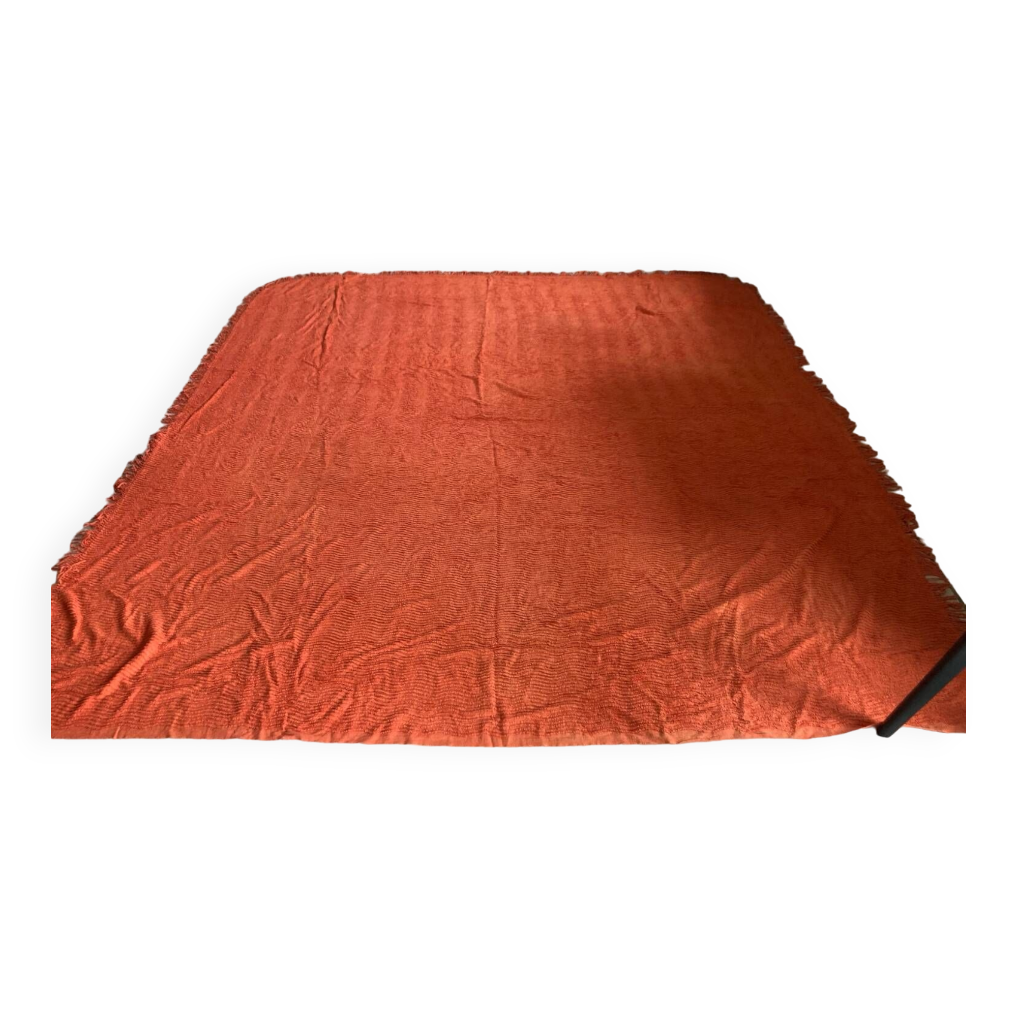 Orange chenille double bed cover