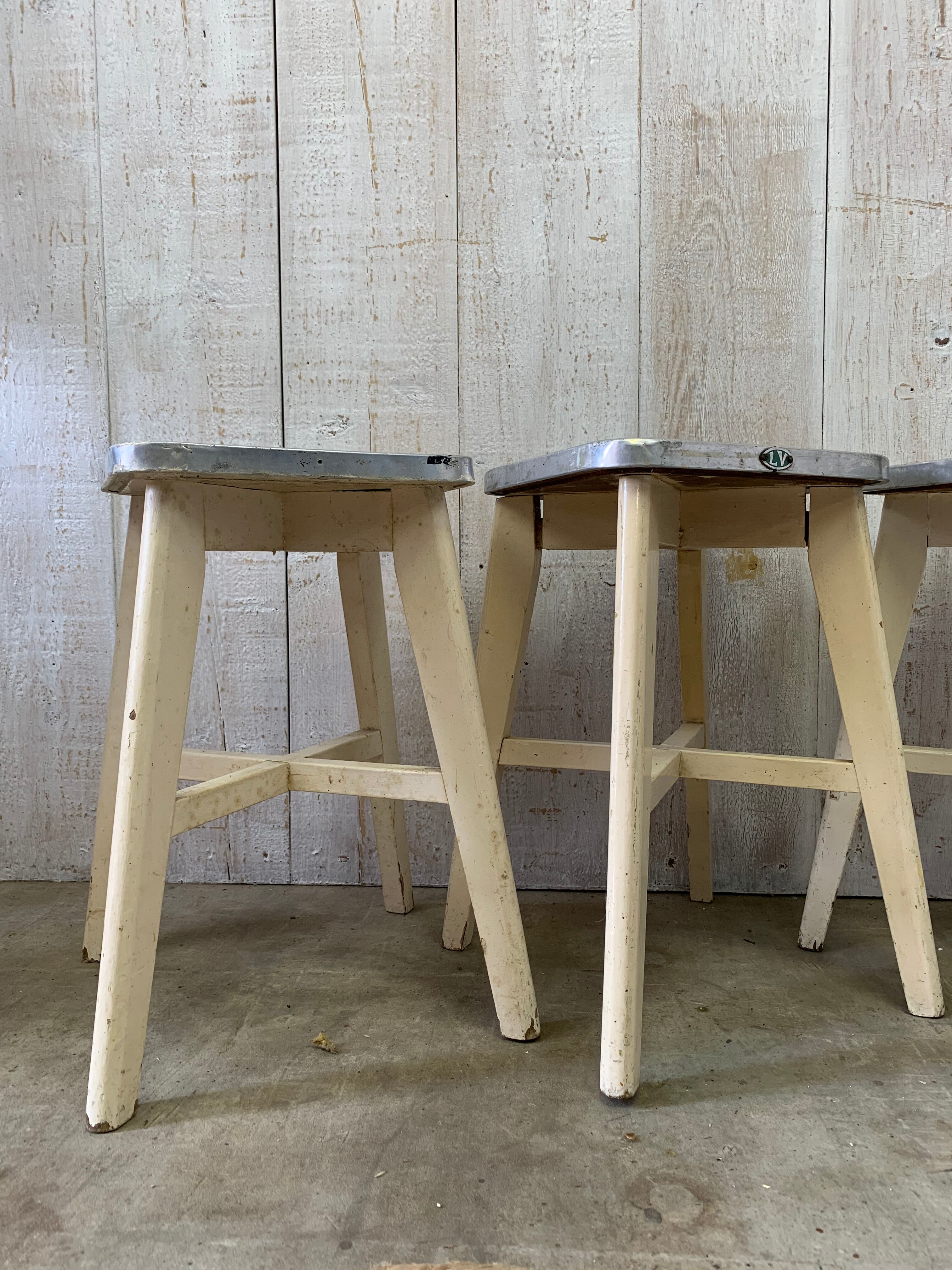 Series of 3 workshop stools
