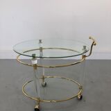 Italian Brass & Glass Bar Serving Cart Trolley, 1970s