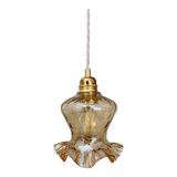 Vintage tulip pendant light in amber glass