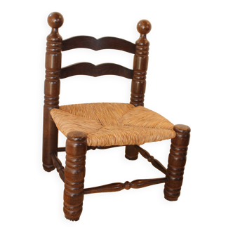Chaise d'enfant en  bois et paille