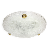 Round glass ice Murano ceiling lights by Hillebrand, Germany, 1970s.