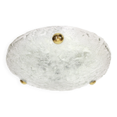 Round glass ice Murano ceiling lights by Hillebrand, Germany, 1970s.