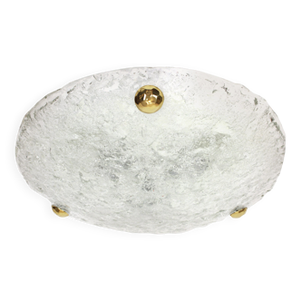 Round glass ice Murano ceiling lights by Hillebrand, Germany, 1970s.