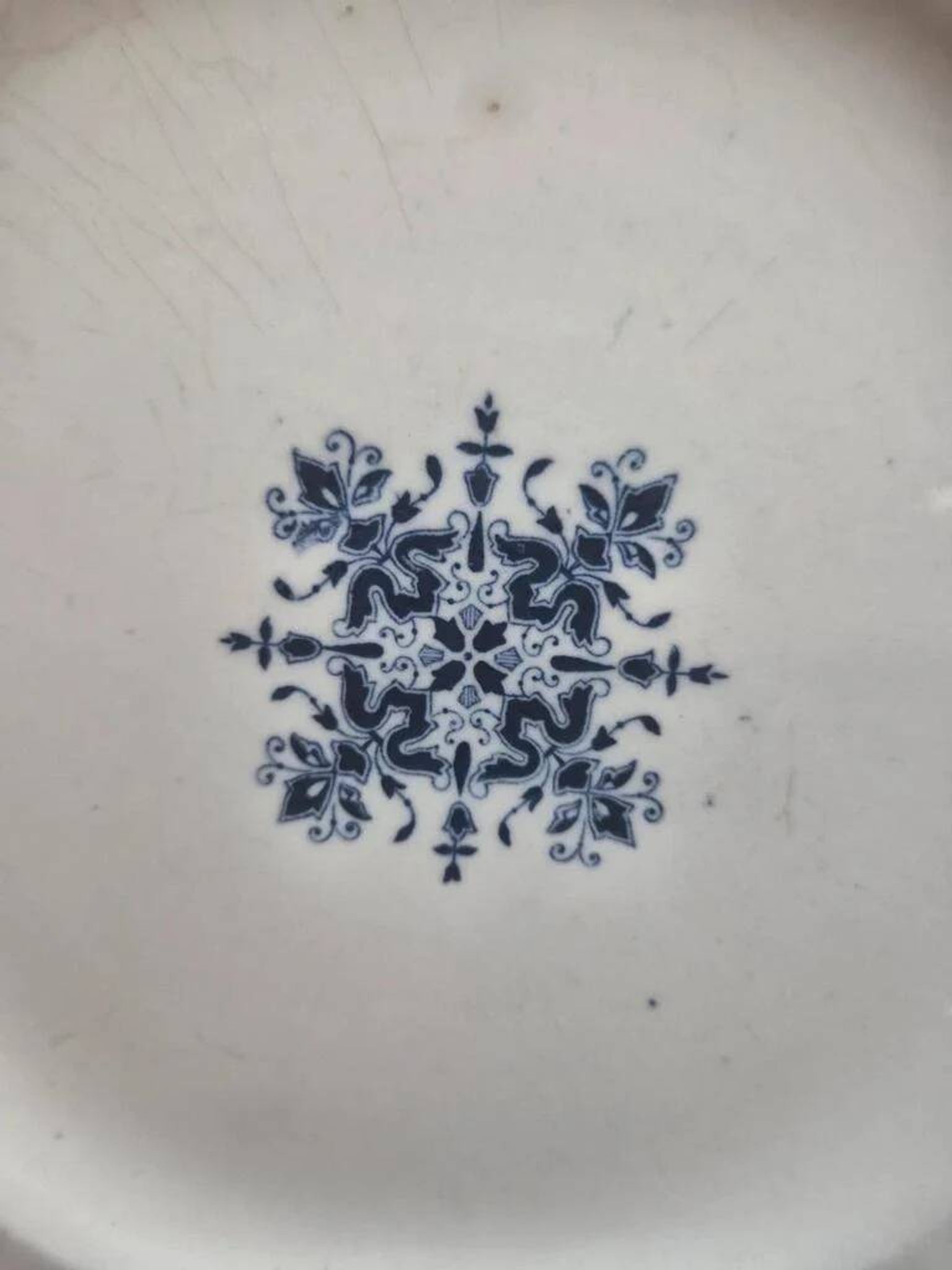 Antique plate Terre de Fer Clairefontaine Rouen blue decoration