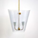 Opaline glass and brass lamp, 1950s