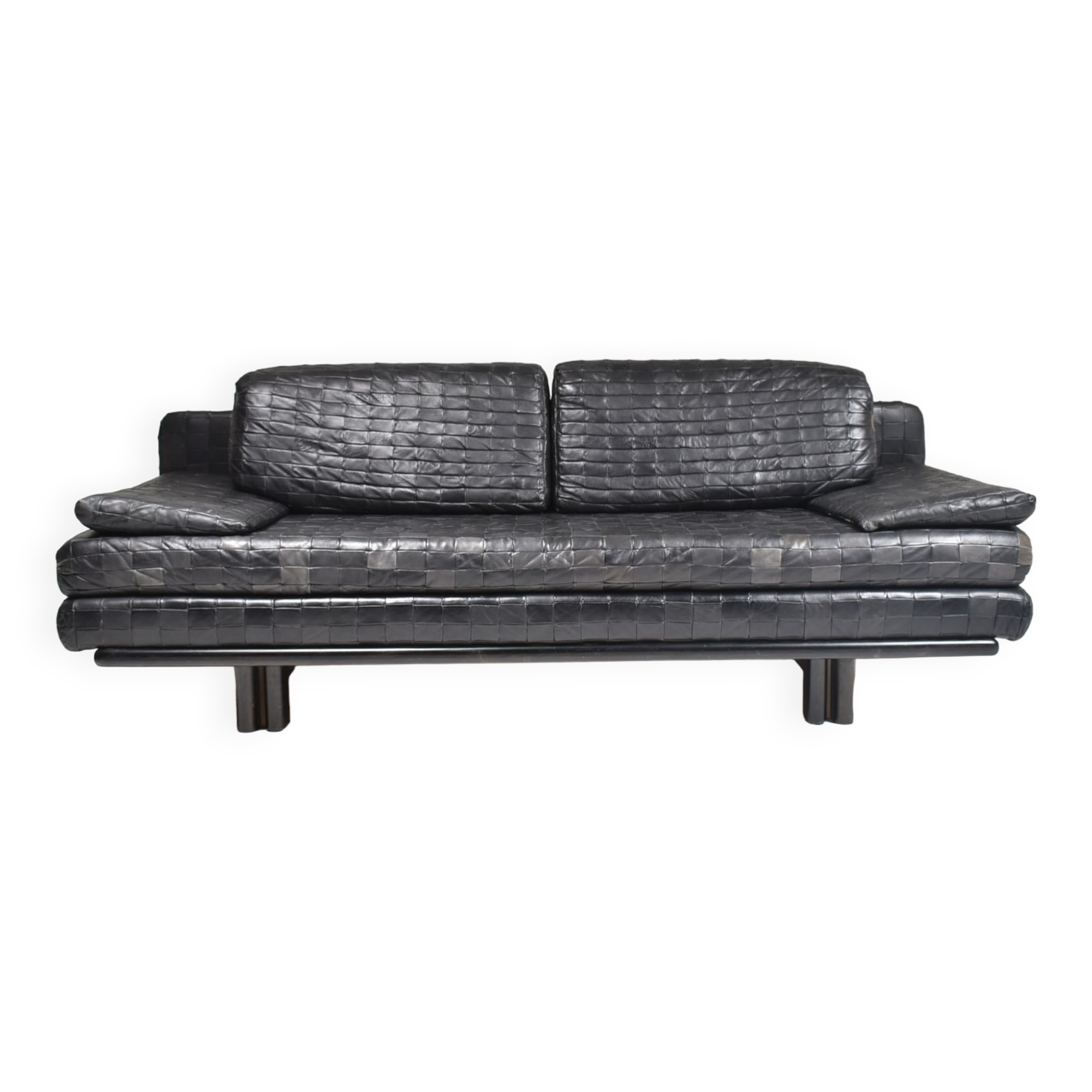 Convertible leather patchwork sofa