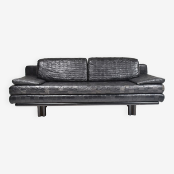 Convertible leather patchwork sofa