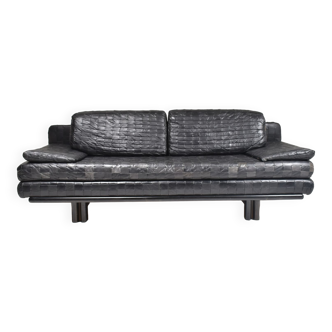 Convertible leather patchwork sofa