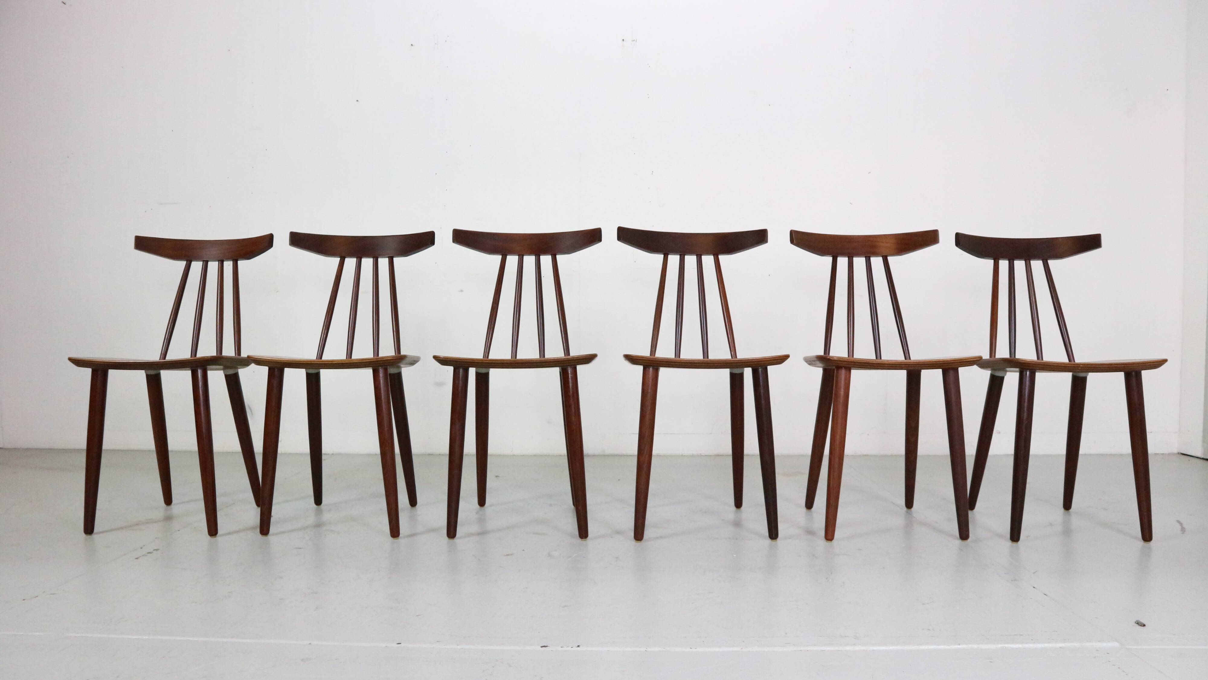 Poul Volther Set Of 6 Dinning Room Chairs "3705" For Fremel Røjle, Denmark, 1960