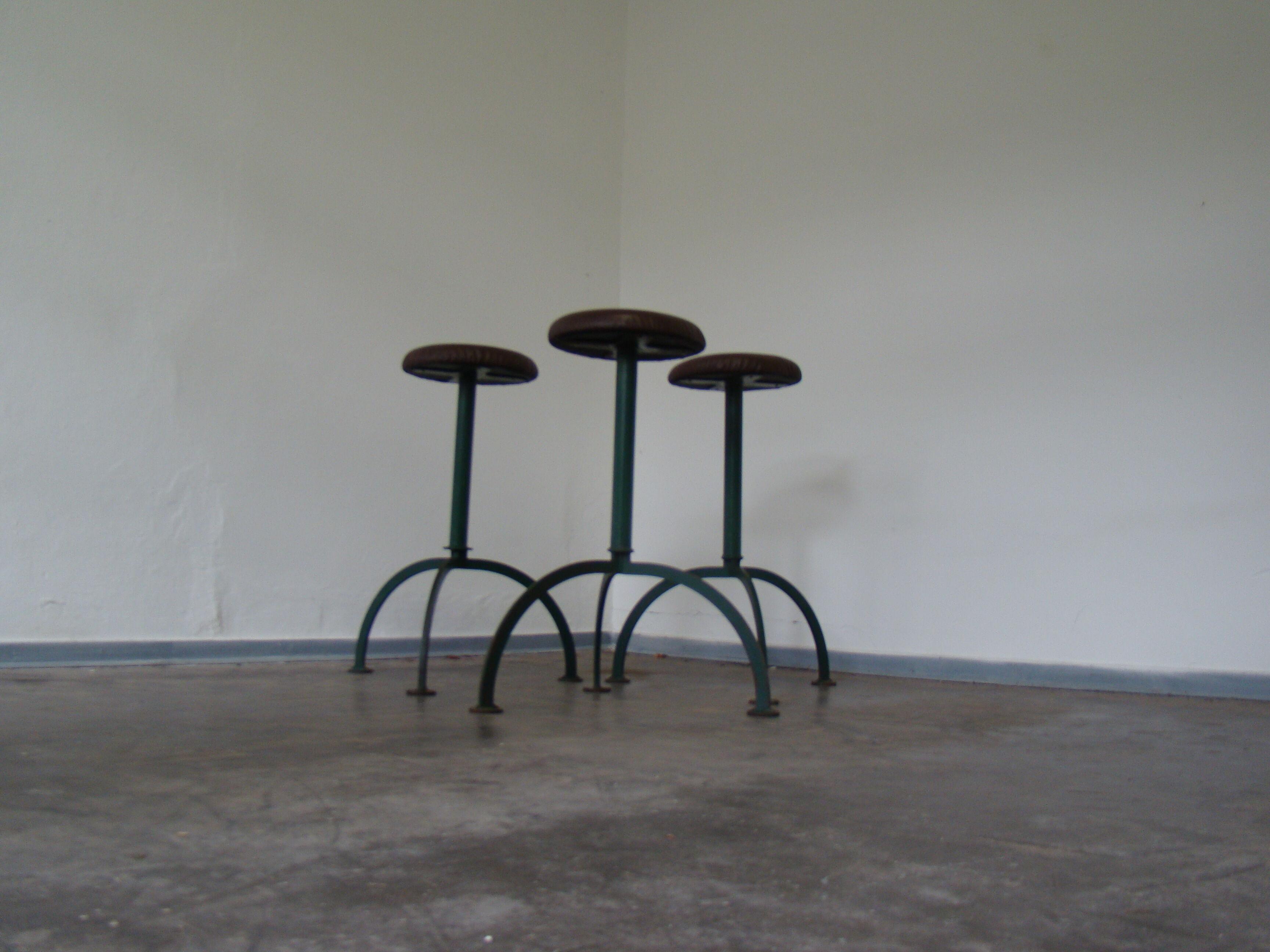 Set of 3 Industrial heavy weight bar stools