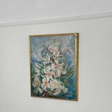 Mid Century Swedish Oil on Canvas – “White Lilies” by Torsten Hult