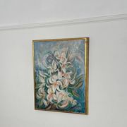 Mid Century Swedish Oil on Canvas – “White Lilies” by Torsten Hult