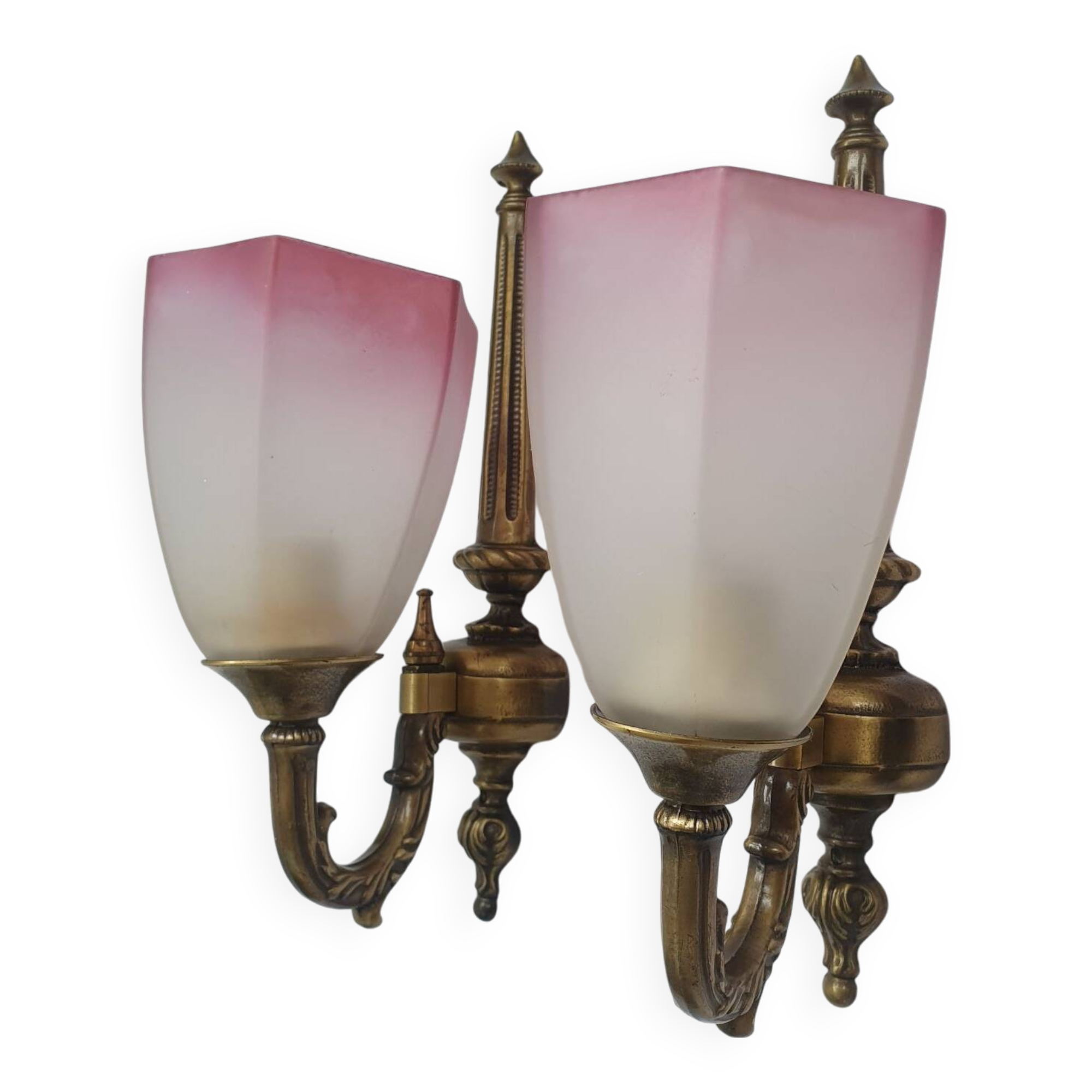Pair of Art Deco pink wall sconces