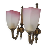 Pair of Art Deco pink wall sconces