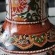 Japanese baluster vase Imari style. Peacock/Floral motifs, stamped. High 35.5 cm