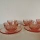 set of 6 pink glass coffee cups and saucers, rosaline