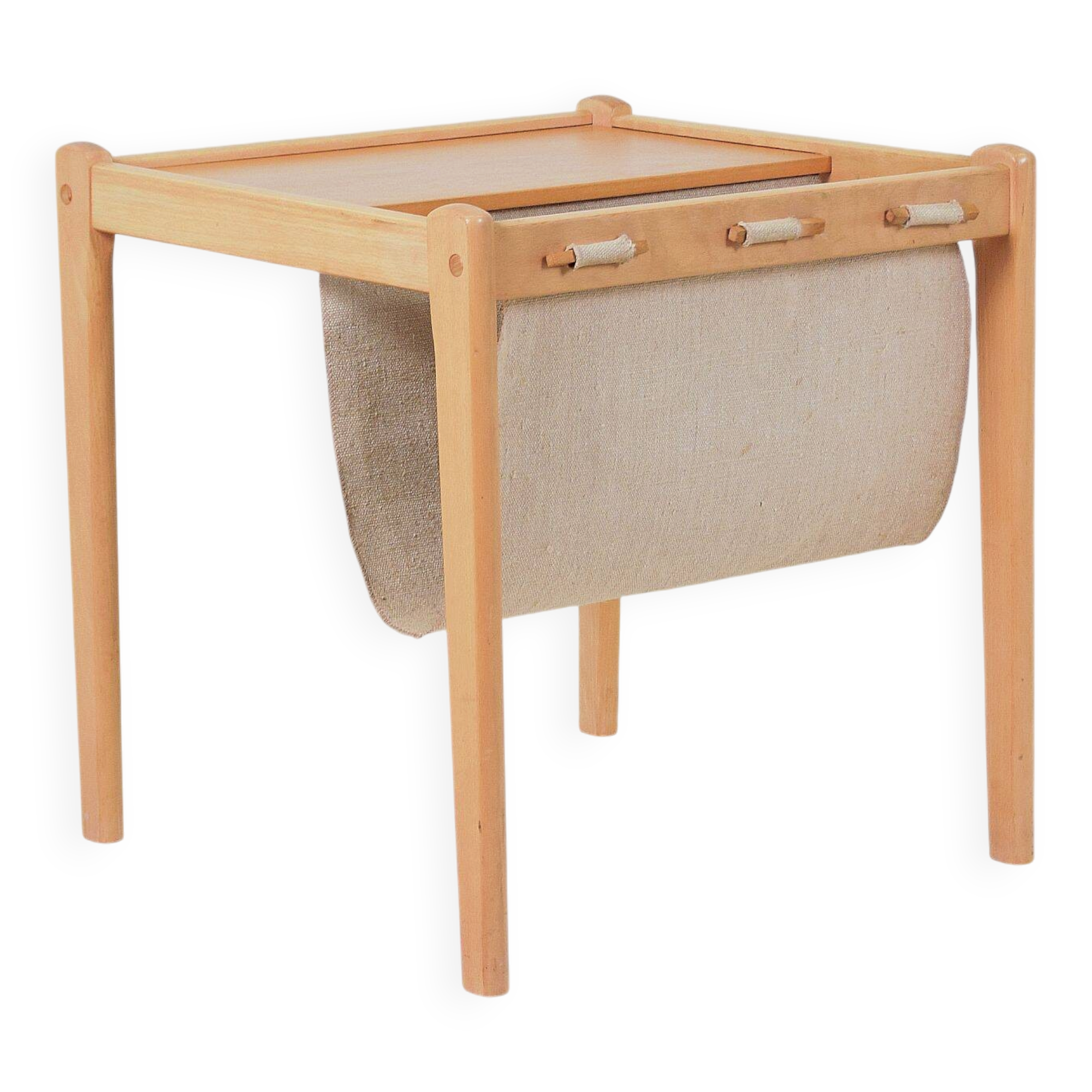 Danish side table with magazine holder by S.P. Jensen for BRDR Furbo
