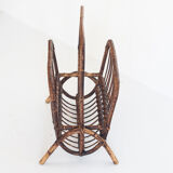 Vintage rattan magazine holder, France 1960