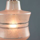 Vintage Italian Chrome and Pink Glass Pendant Lamp