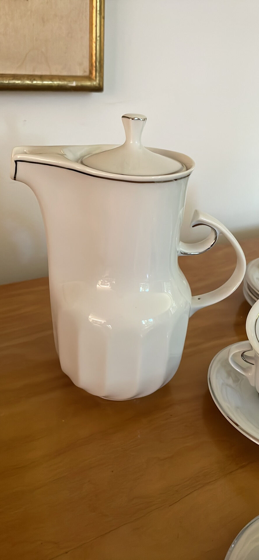 Vintage white porcelain coffee service from hollóháza hungary