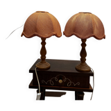 Pair of vintage wooden foot lamps