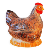 Enameled ceramic chicken terrine 1960