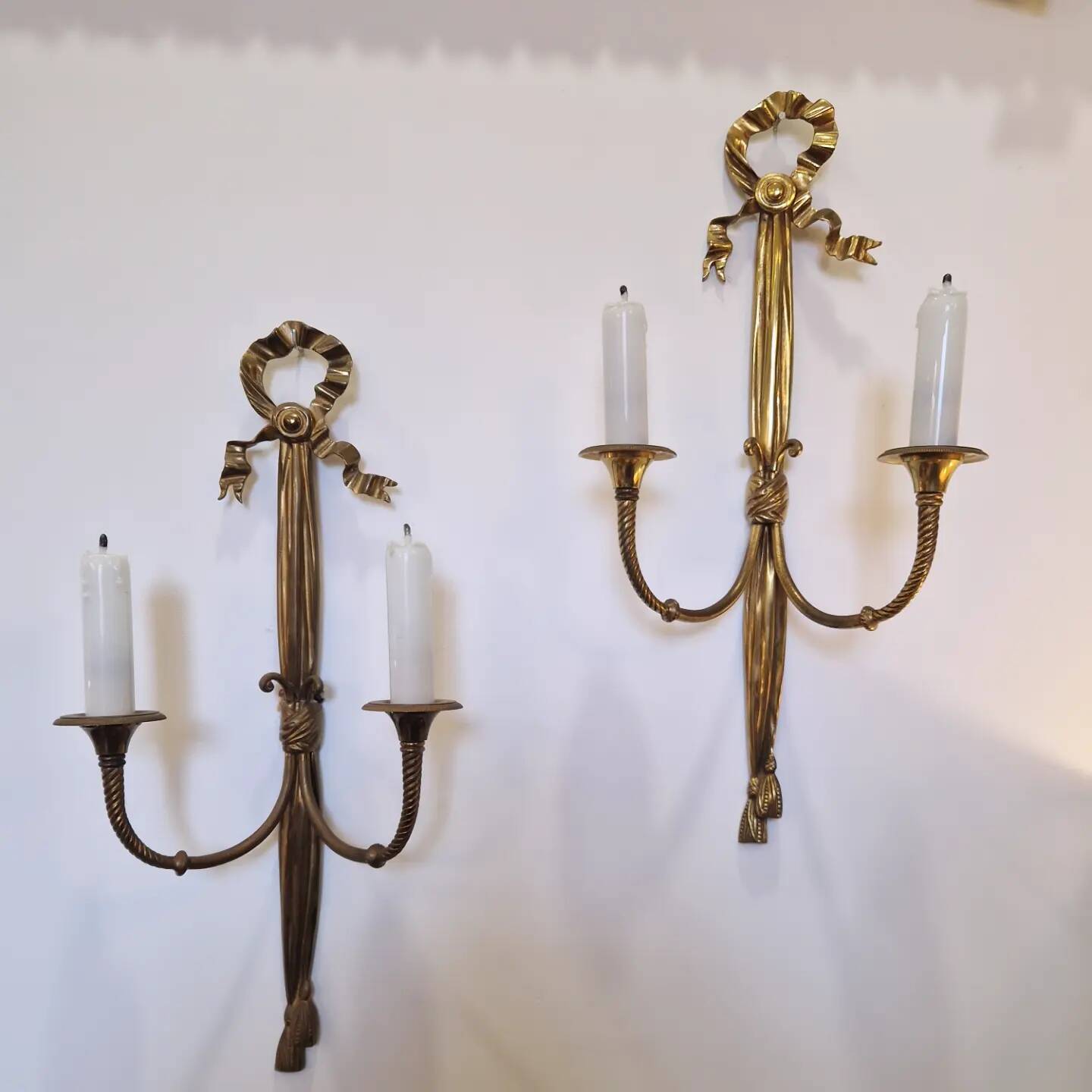 Pair of Louis XVI Wall Lights with 2 lights from the 50's 60's neo-classical style Maison Bagués