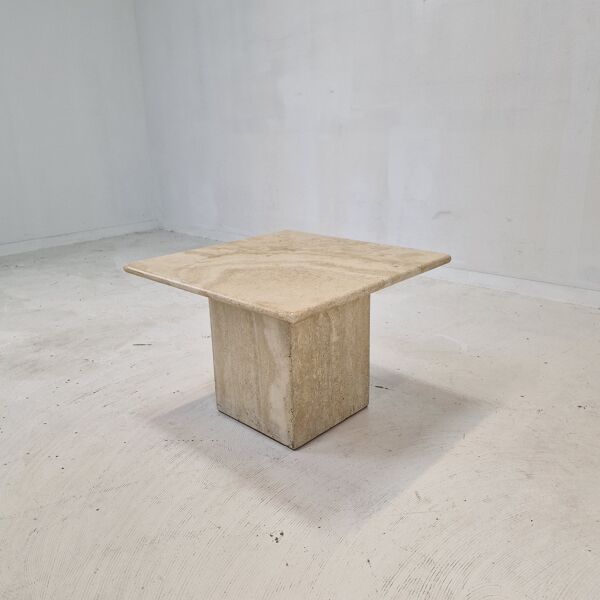 Table basse italienne en travertin, années 1980