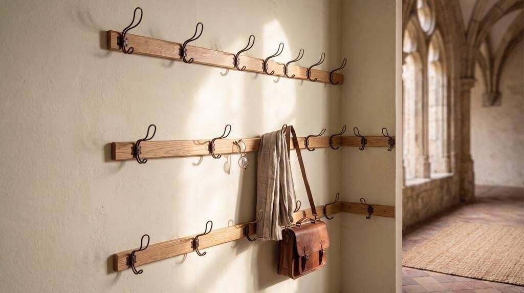 Vintage industrial wooden wall coat rack / wall coat rack