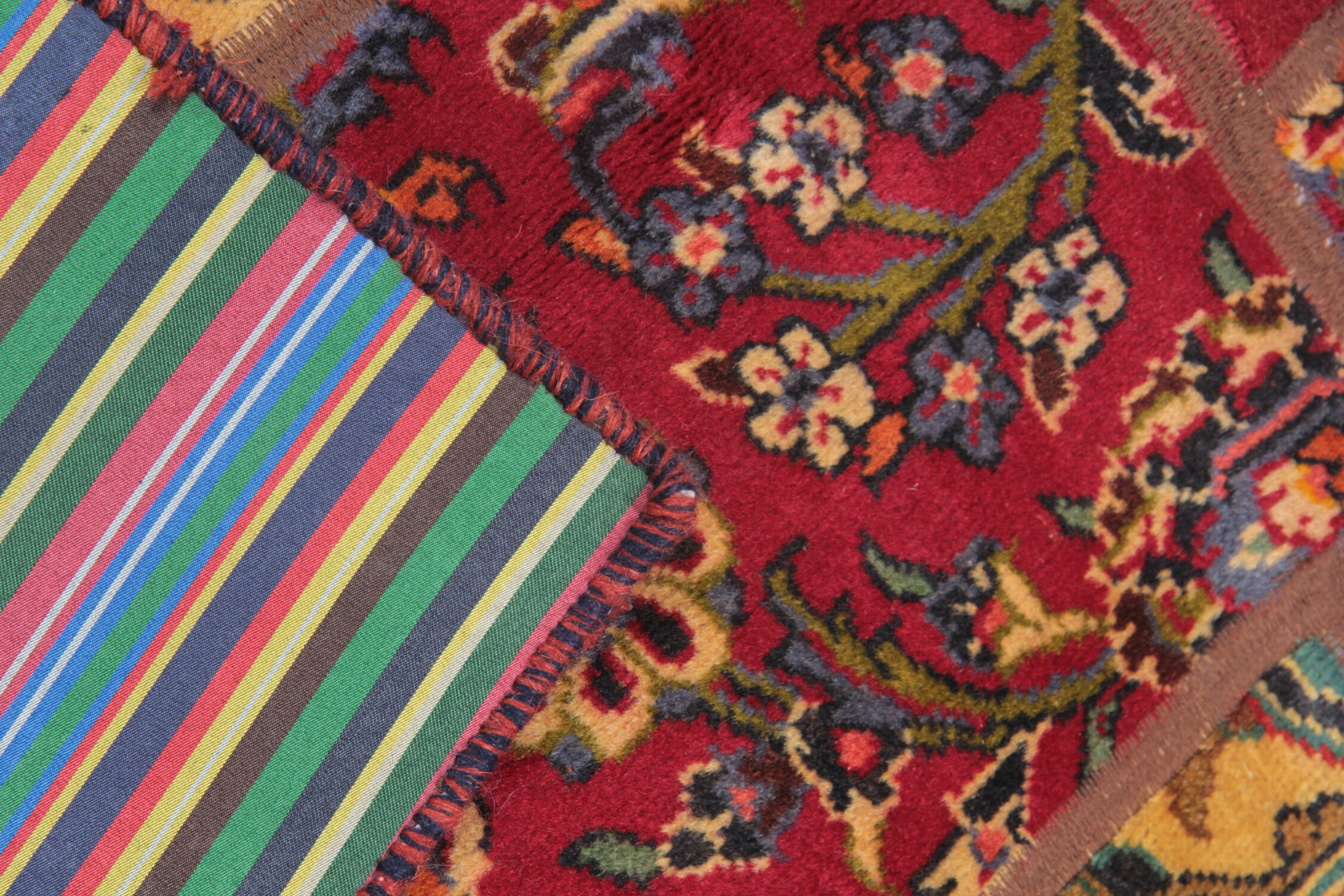 Vintage persian patchwork rug handwoven oriental wool living area rug- 179x245cm