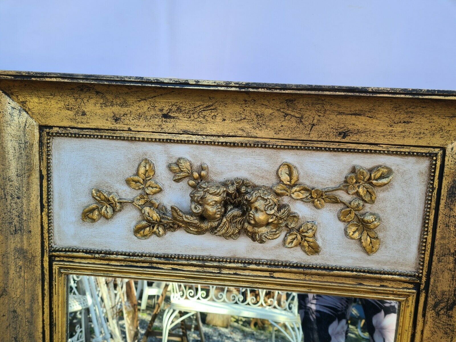 Gilded wooden trumeau mirror - 116x75cm