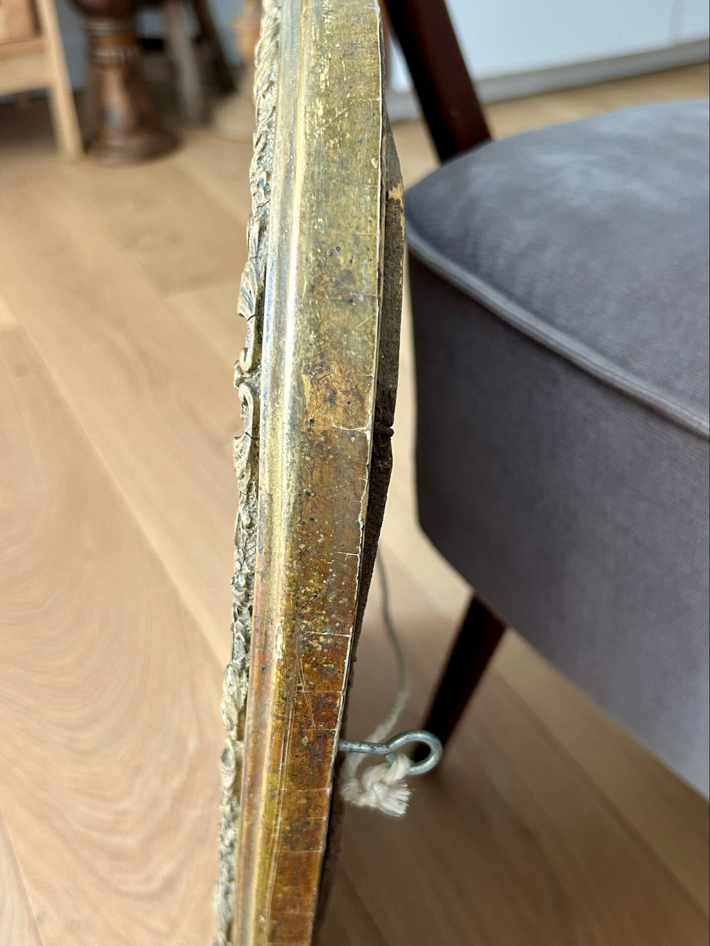 Antique gilded carved mirror - antique glass - vintage - Louis XVI