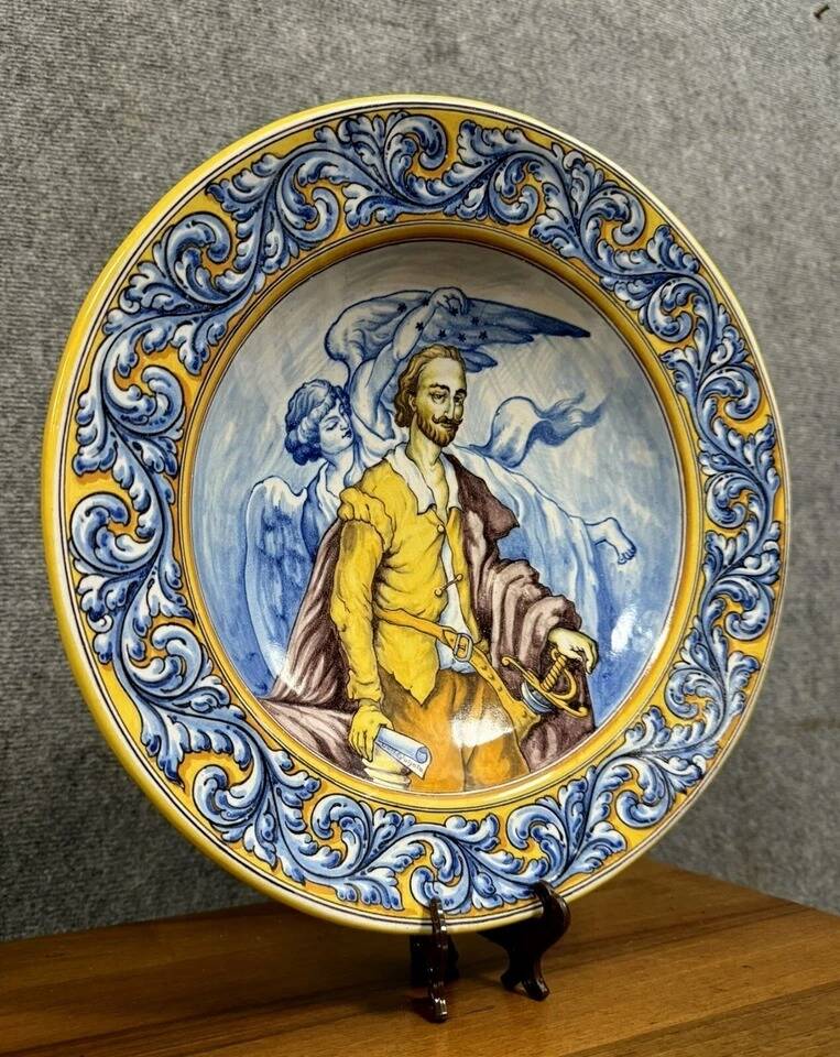 Talavera earthenware, Spain: large dish decorated with a mythological scene