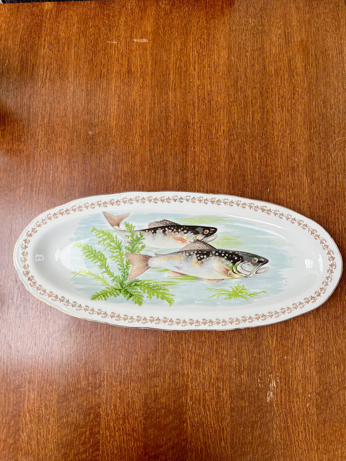 Vintage Digoin porcelain fish platter – trout design