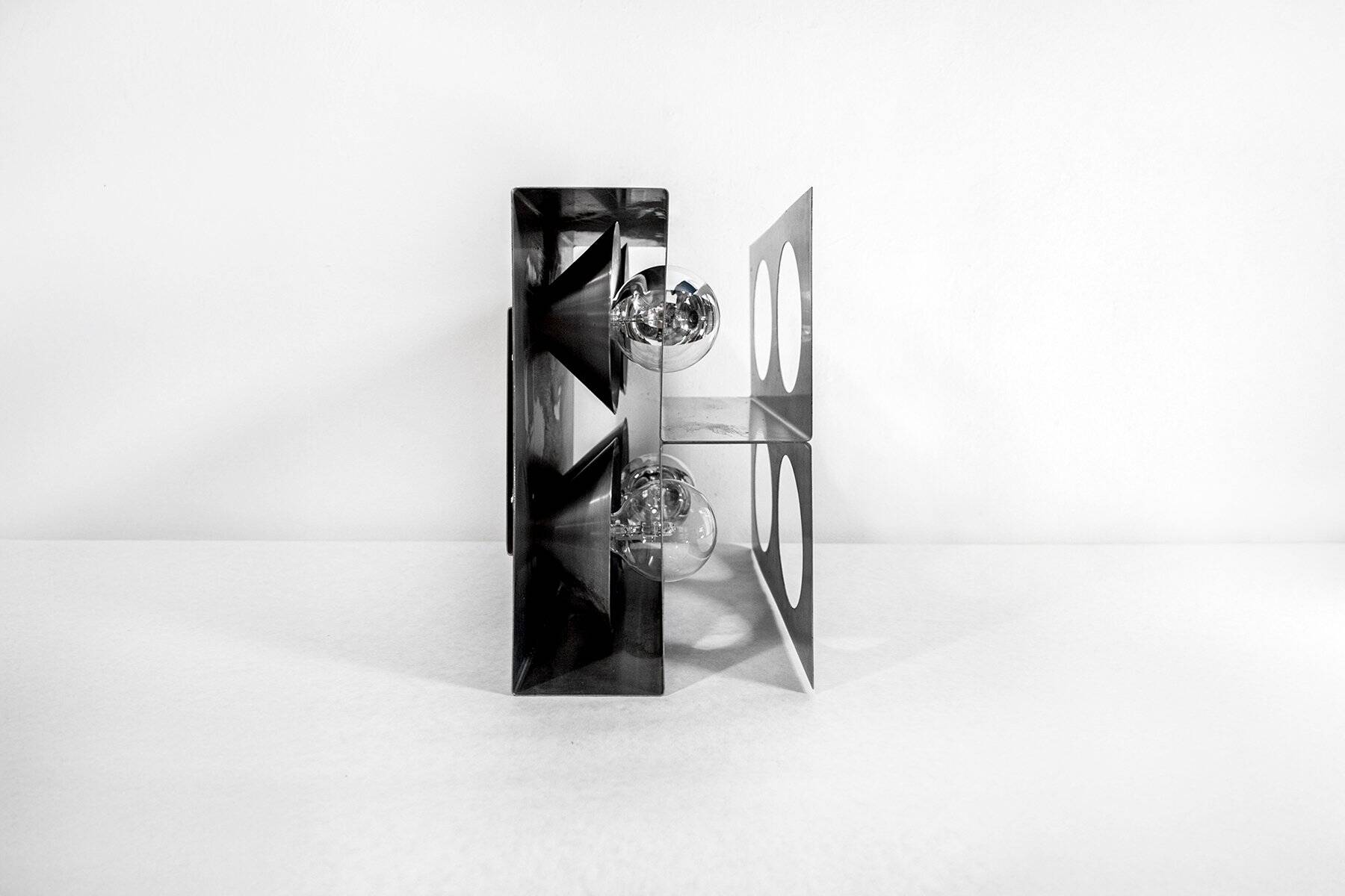 Sculptural lamp with four lights in steel by Roche Bobois, France, 1970s.