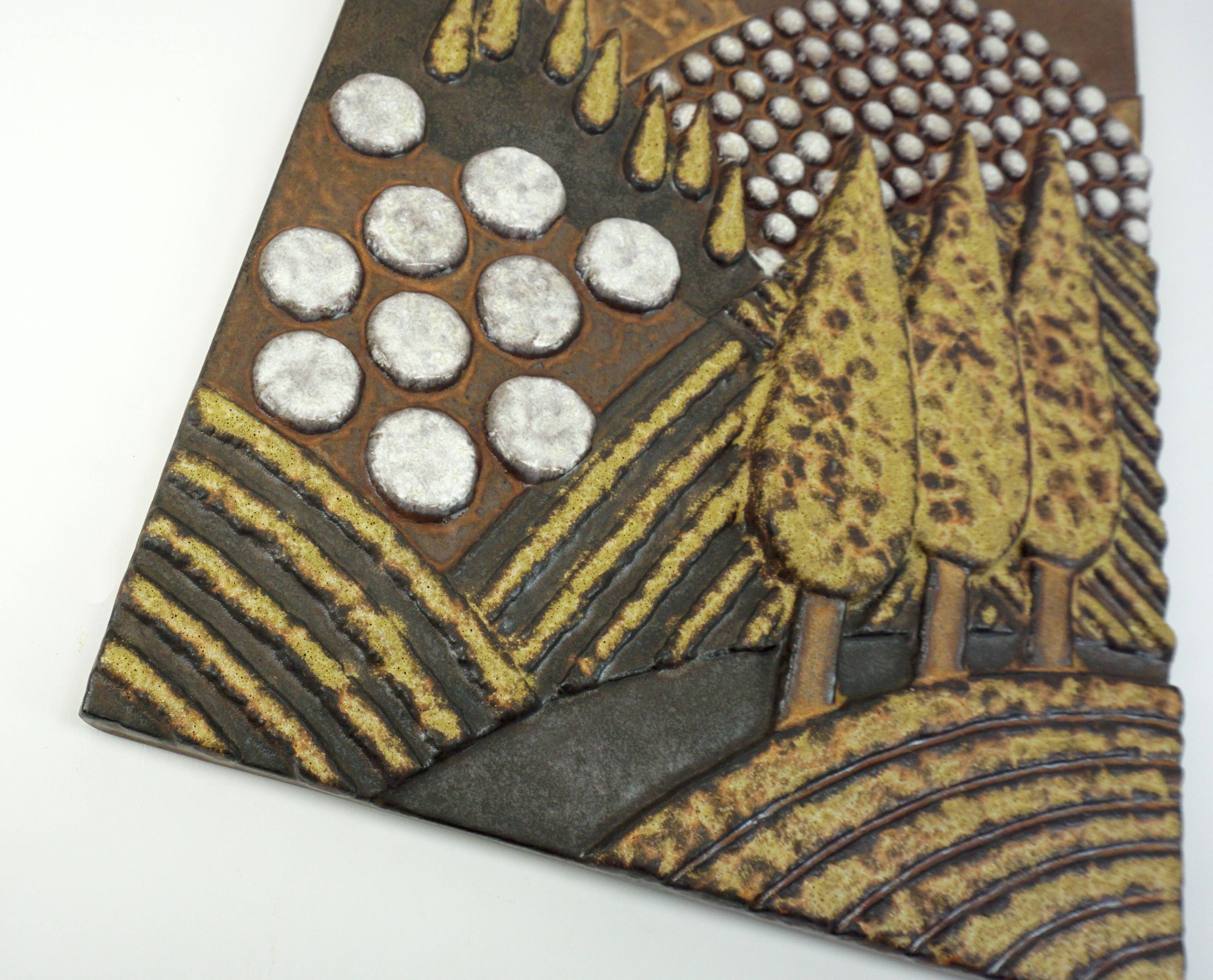 ceramic WALL PANEL landscape 70s  no. 7854 majolika karlsruhe liedke