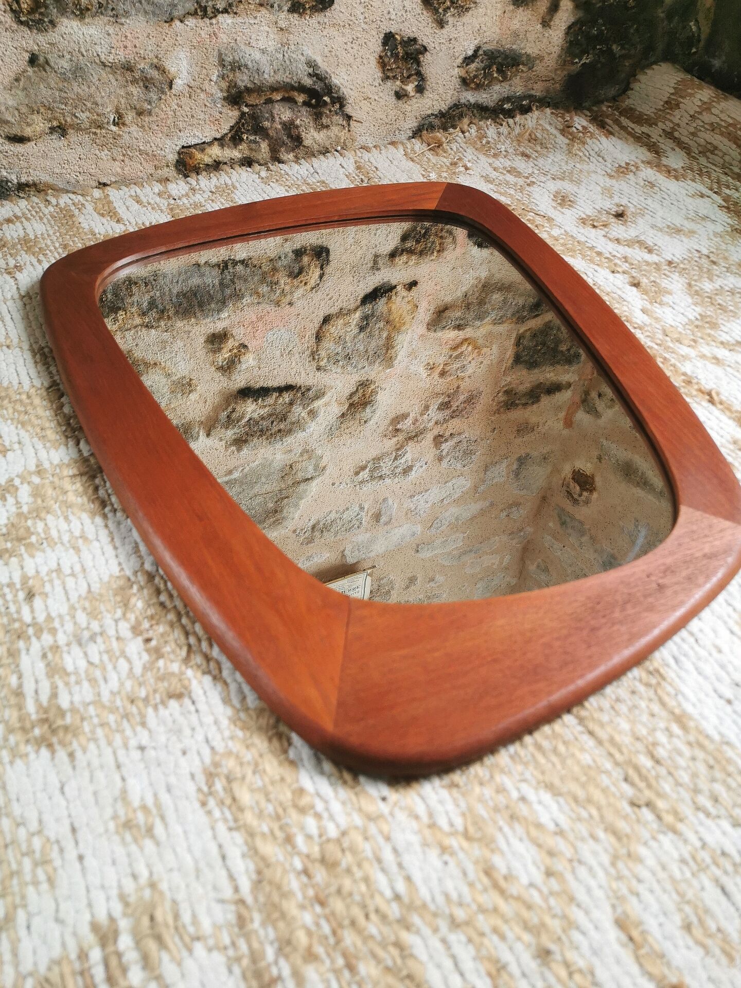 Vintage Scandinavian mirror in solid teak