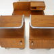 1950s Set of  Oak Bauhaus Mirror Cabinet and Bedside Tables, Czechoslovakia