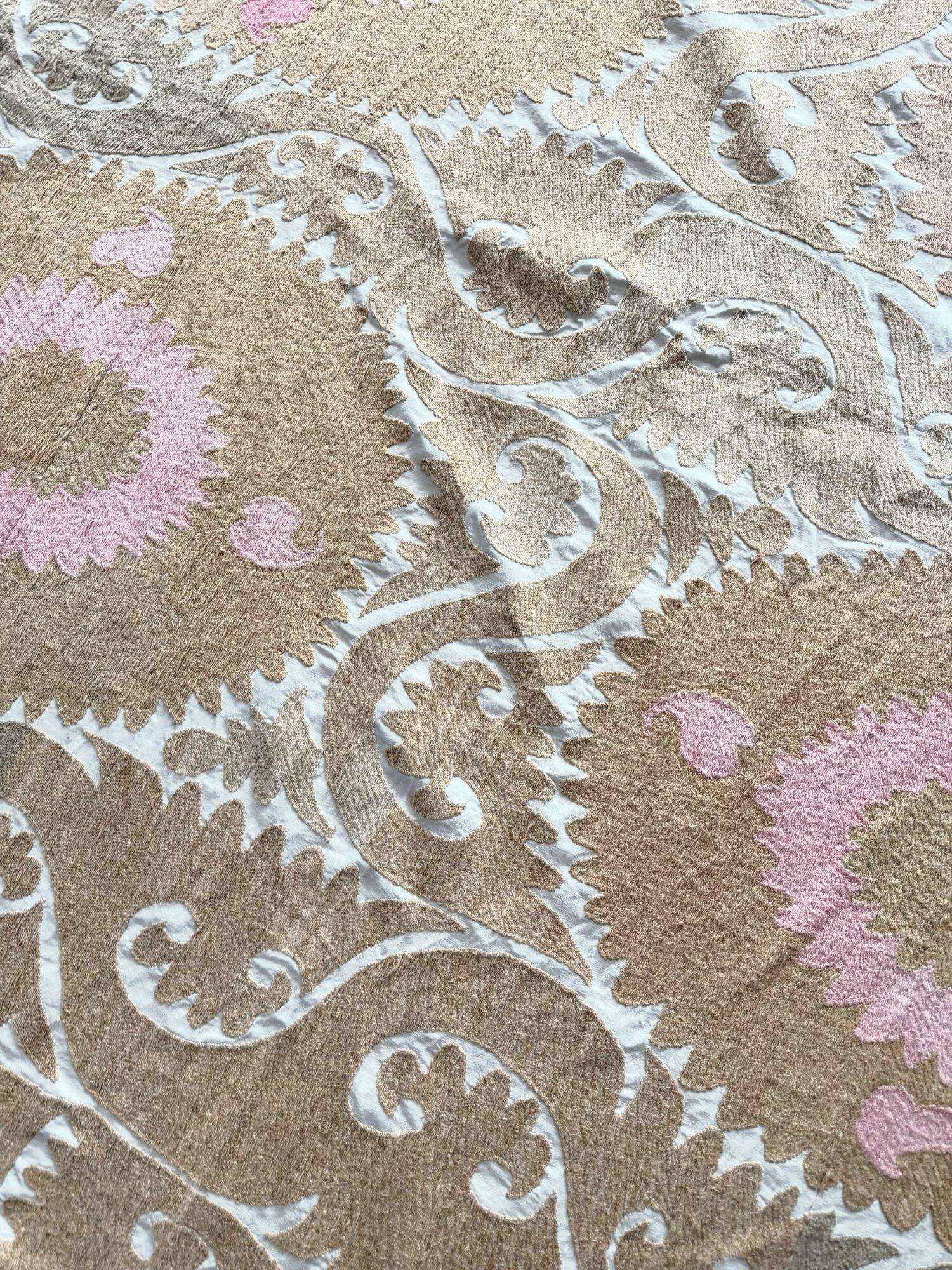Vintage hand-embroidered Uzbek Suzani 244x335 cm
