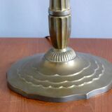 Lampe de table Muller Frères, France, avec pied en laiton et abat-jour en pâte de verre, style Art déco vers 1930