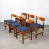 Set of 6 Dining Chairs by White and Newton in dark blue upholstery