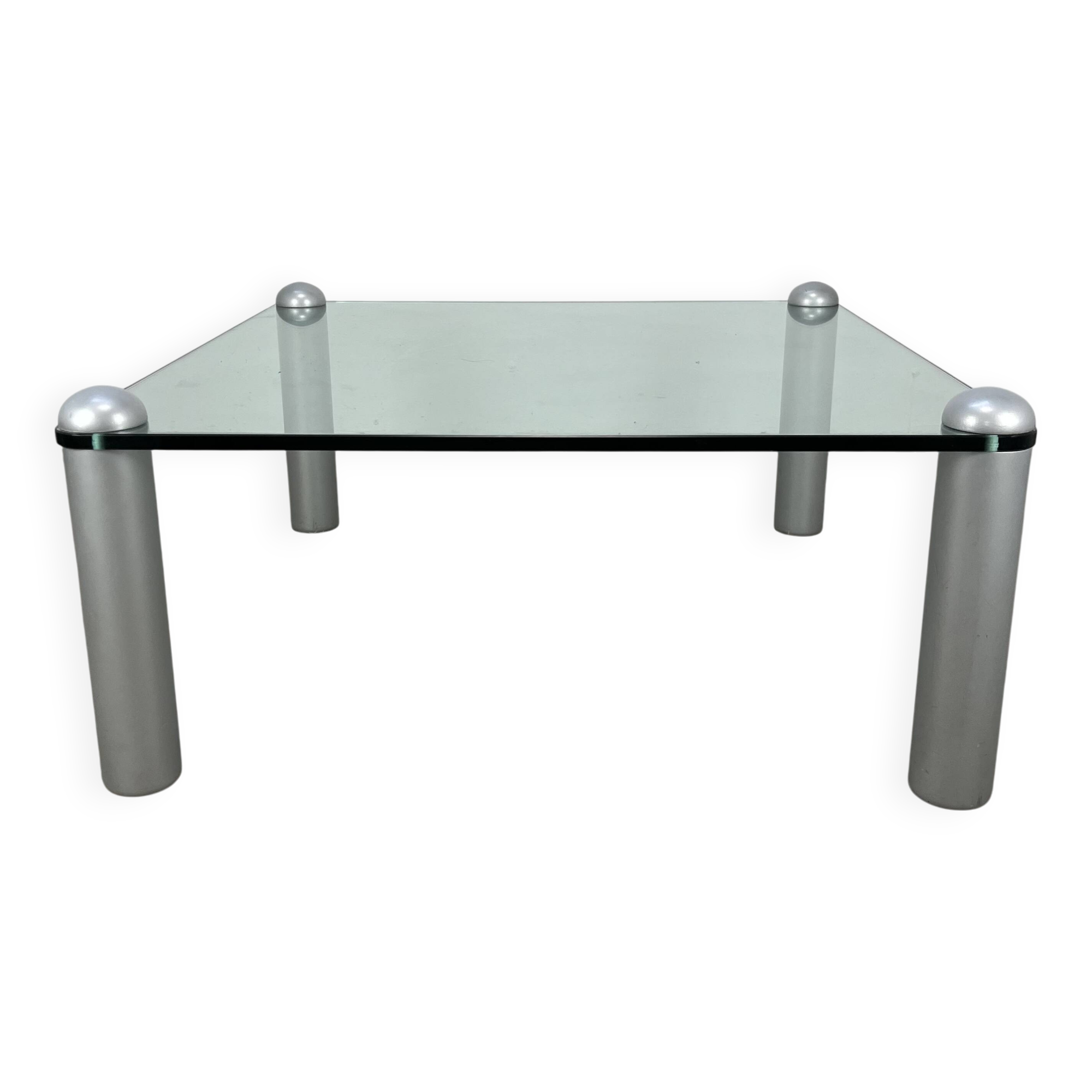 Ligne Roset coffee table, glass, postmodern design, 80s