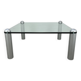 Ligne Roset coffee table, glass, postmodern design, 80s
