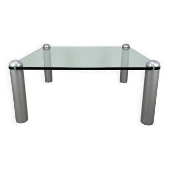Ligne Roset coffee table, glass, postmodern design, 80s