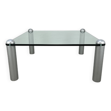 Ligne Roset coffee table, glass, postmodern design, 80s