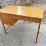 Scandinavian desk in light teak wood with 3 + 1 drawers, vintage from the 60s