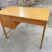 Scandinavian desk in light teak wood with 3 + 1 drawers, vintage from the 60s